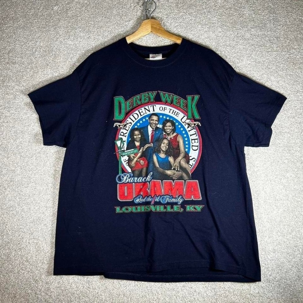 Y2K president Barack Obama and family graphic rap tee style tshirt Size XL
